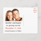 Sla de datum bruiloft Tortelduifjes Photo Post Kaa Aankondigingskaart (Achterkant)