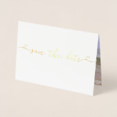 Sla de datum bruiloft typografie met hart detail folie kaarten (Voorkant)