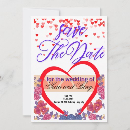 Sla de Datum Bruiloft uitnodiging Bewerkbaar op (Voorkant)