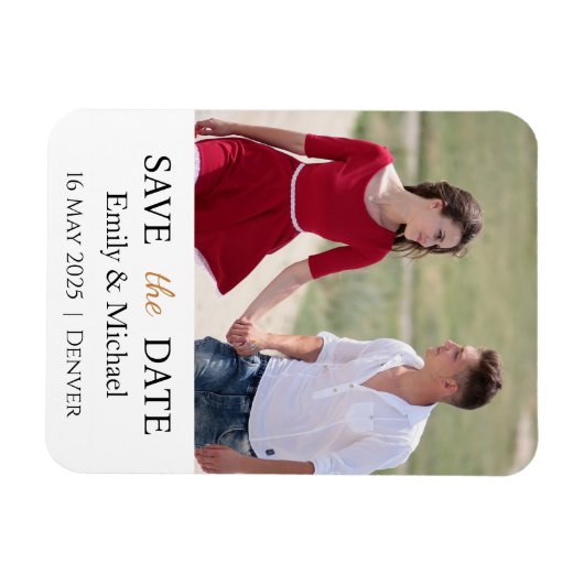 Sla de datum bruiloft uitnodiging foto magneet (Horizontaal)