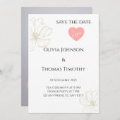 Sla de datum bruiloft uitnodiging, minimalistische kaart (Voorkant / Achterkant)