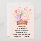 Sla de datum bruiloft uitnodiging perzik bloemen (Voorkant)