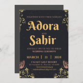 Sla de datum bruiloft uitnodigingskaarten bewerkba kaart (Voorkant / Achterkant)