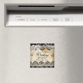 Sla de datum bruiloft zwart crème beige magneet (Insitu (Vaatwasser))