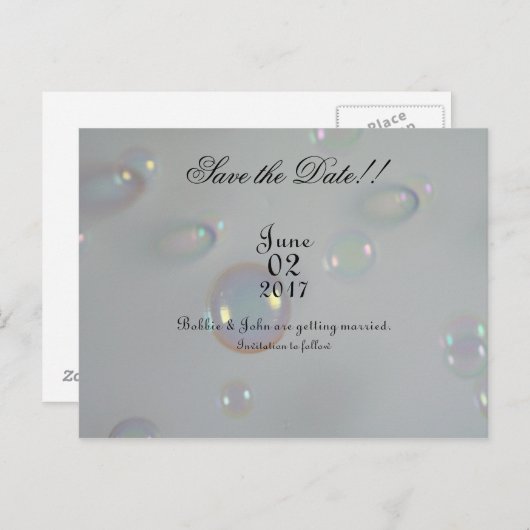 Sla de datum Bubble Edition op Aankondigingskaart (Voorkant / Achterkant)