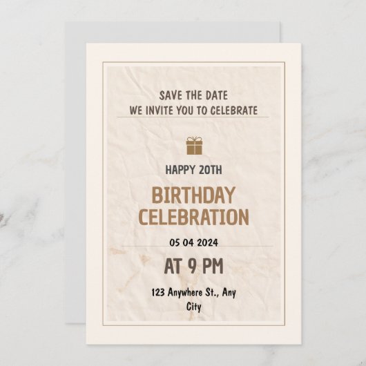 Sla de datum cadeau verkruimeld 20e verjaardag fee kaart (Voorkant / Achterkant)