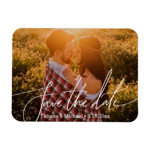 Sla de datum chic trendy script, koppel foto op magneet