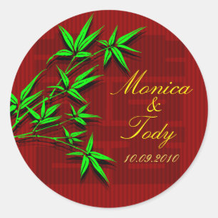 Sla de datum Chinese bamboe bruiloft sticker