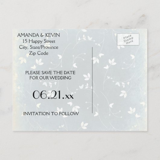 Sla de datum chique patroon aankondigingskaart (Achterkant)