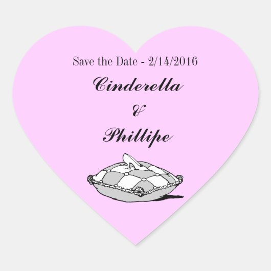 Sla de datum Cinderella Slipper Heart Stickers (Voorkant)
