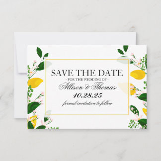 Sla de datum citroencitrus tropisch geel save the date