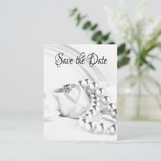 Sla de datum Classic Verloving Ring Briefkaart (Staand voorkant)