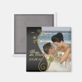 Sla de datum Classy Black & Gold Floral Magnet op (Voorkant / Achterkant)