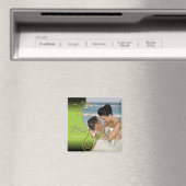 Sla de datum Classy Green & Gold Bloemenmagneet op Magneet (Insitu (Vaatwasser))