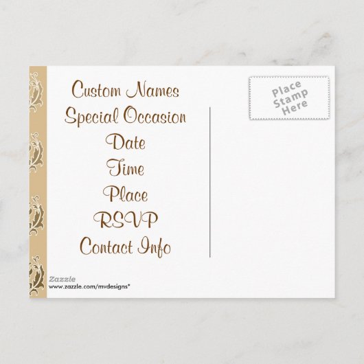 Sla de datum  Damask Briefkaarten (Achterkant)