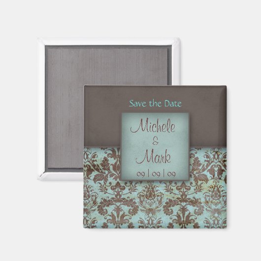 Sla de datum Damask Magnet op (Voorkant / Achterkant)