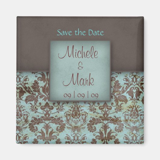 Sla de datum Damask Magnet op (Voorkant)