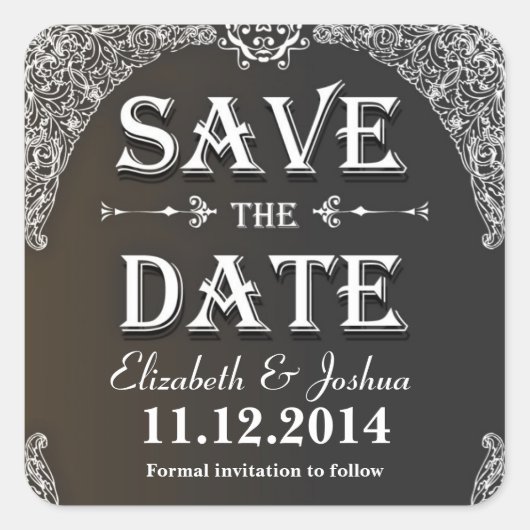 Sla de datum  Damask stickers op (Voorkant)