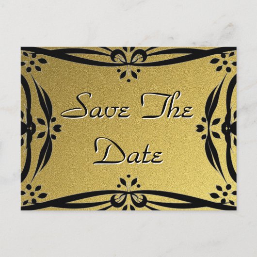 Sla de datum decoratieve gouden en zwarte Briefkaa Aankondigingskaart (Voorkant)