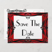 Sla de datum decoratieve rode en zwarte Briefkaart (Voorkant / Achterkant)