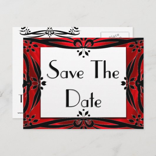 Sla de datum decoratieve rode en zwarte Briefkaart (Voorkant / Achterkant)