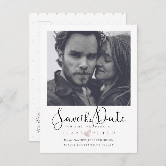 Sla de datum, direct camera foto lijst aankondigingskaart (Voorkant / Achterkant)