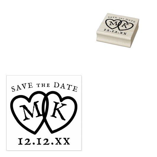 Sla de datum DIY Bruiloft Monogram Rubber Stamp Rubberstempel (Gestempeld)