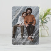 Sla de datum dubbelzijdig fotokaart op save the date (Staand voorkant)