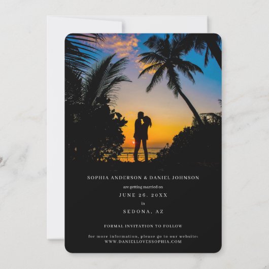 Sla de datum dubbelzijdig fotokaart op save the date (Achterkant)