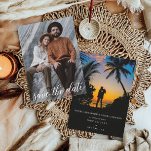 Sla de datum dubbelzijdig fotokaart op save the date