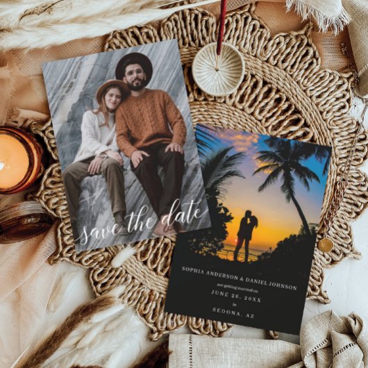 Sla de datum dubbelzijdig fotokaart op save the date
