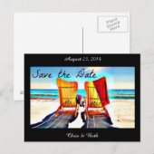 Sla de datum Duo Strandstoelen op Aankondigingskaart (Voorkant / Achterkant)