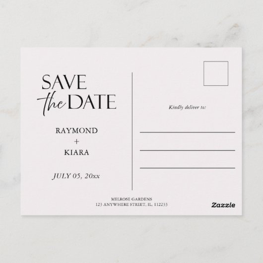 Sla de datum Dusky Pink Peony bruiloft uitnodiging (Achterkant)