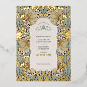 Sla de datum Dusty Blue Pimpernel  Morris op Folie Uitnodiging (Voorkant)