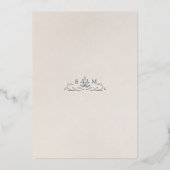 Sla de datum Dusty Blue Pimpernel Morris op Folie Uitnodiging (Achterkant)