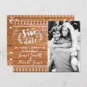 Sla de datum eiken hout rustieke foto uitnodiging (Voorkant / Achterkant)