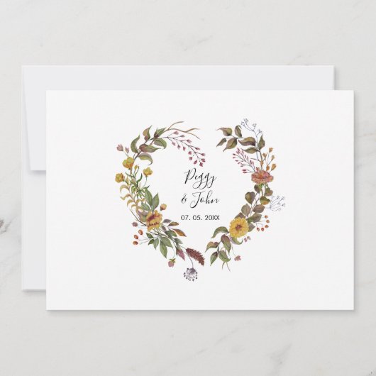 Sla de datum Elegant Floral Heart Garland Foto Kaart (Achterkant)