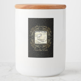 Sla de datum Elegant Gold Foil Stippen Script Voedselcontainer Etiket