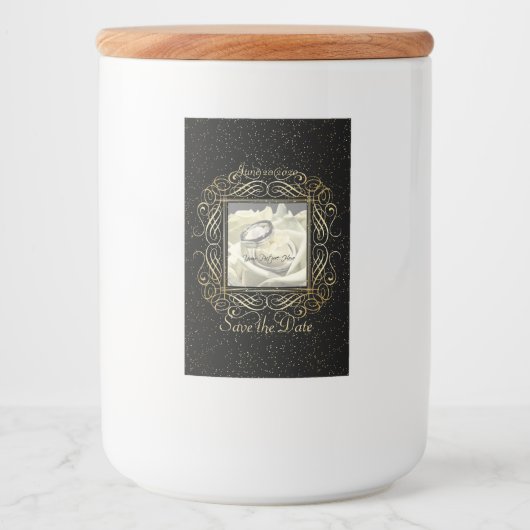 Sla de datum Elegant Gold Foil Stippen Script Voedselcontainer Etiket (Voorkant)