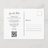 Sla de datum Elegant Script Photo QR Code op Briefkaart (Achterkant)