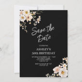 Sla de Datum Elegante Bloemen 50ste Verjaardag op Kaart (Voorkant)