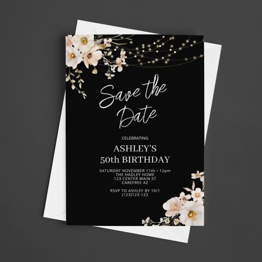 Sla de Datum Elegante Bloemen 50ste Verjaardag op Save The Date