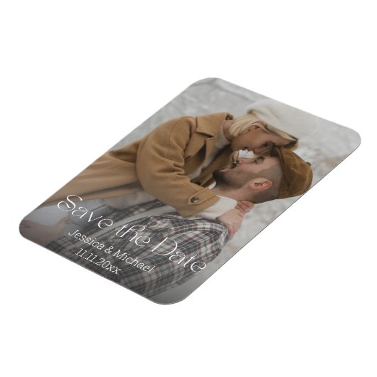 Sla de datum, elegante typografie foto bruiloft magneet (Linkerzijde)