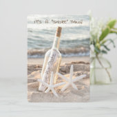 Sla de datum en het bericht in een fles op aankondiging (Staand voorkant)