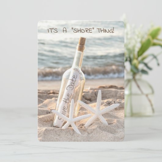 Sla de datum en het bericht in een fles op aankondiging (Staand voorkant)