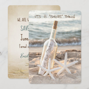 Sla de datum en het bericht in een fles op aankondiging