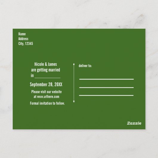 Sla de datum Enchanted Forest Verloving foto op Briefkaart (Achterkant)