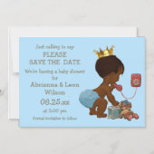 Sla de datum etnische prins op telefoon grijs blau magnetische uitnodiging (Voorkant)