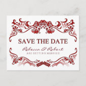 Sla de datum Fancy grens Valentijnse Rode Briefkaa Aankondigingskaart (Voorkant)