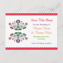 Sla de datum Fiesta Mexicaanse Bloemen bruiloft ui